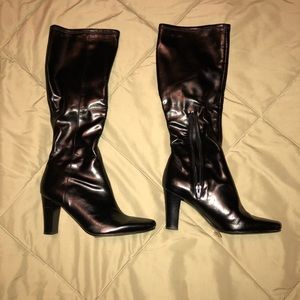 Black Chunky heel Knee High Boots